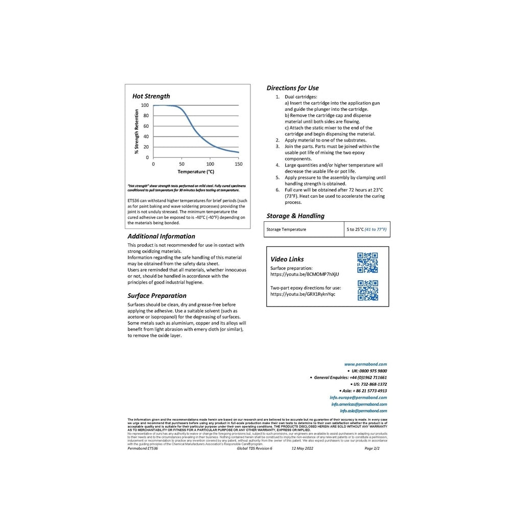 PERMABOND ET536 Slow Set 50 - 80 min Dark Gray High Strength Chemical Resistant Epoxy Permabond