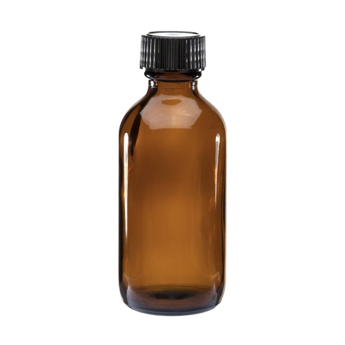 Glass Boston Round Bottles 2oz Brown Translucent with Cap Maven Containers