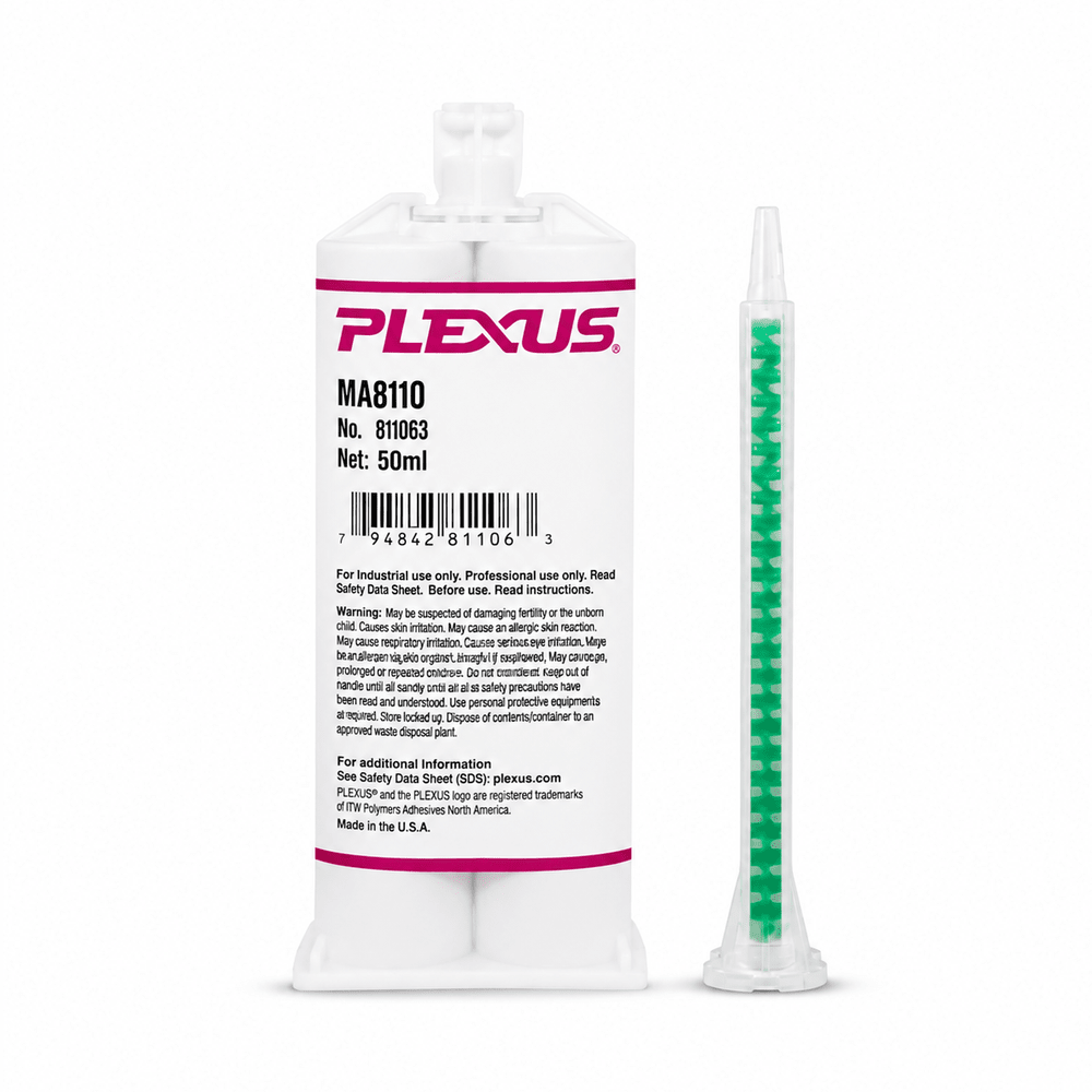 PLEXUS MA8110 GB - Metals, Galvanized Metals, Hot-Dipped Metals, Nylons, and Plastics MMA Glue Medium 10-Min Set Toughened Low-Odor Marine Optimized Plexus