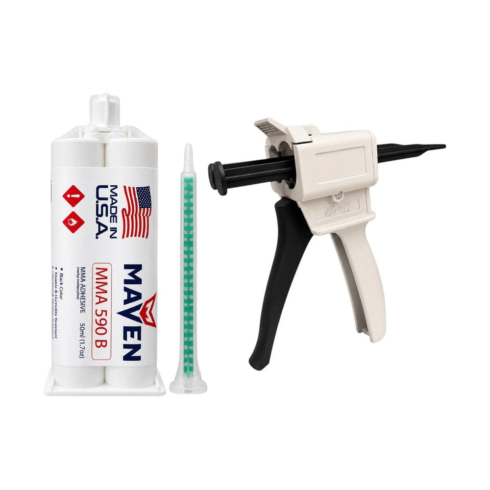 Maven MMA 590 - Slow Set 90-110 minutes MMA Marine-Optimized Adhesive - Thick/High Viscosity Black or White 1:1 ratio Maven Adhesives