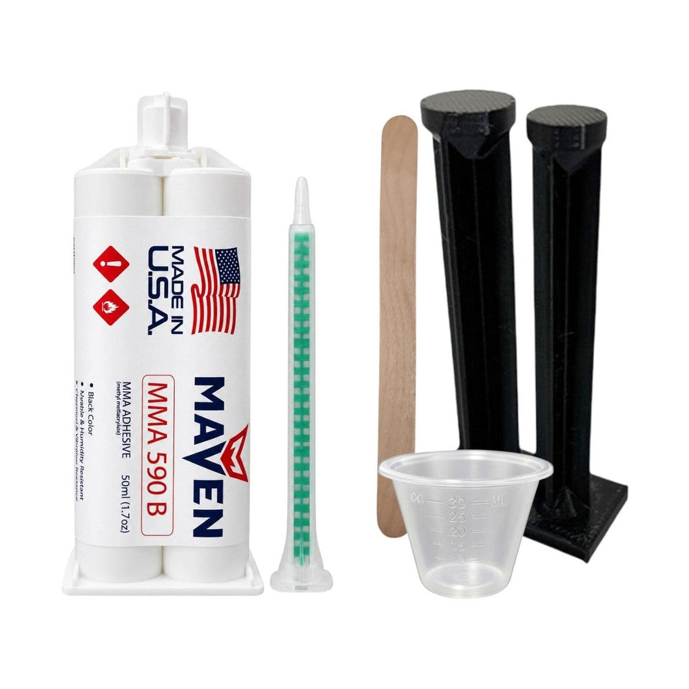 Maven MMA 590 - Slow Set 90-110 minutes MMA Marine-Optimized Adhesive - Thick/High Viscosity Black or White 1:1 ratio Maven Adhesives