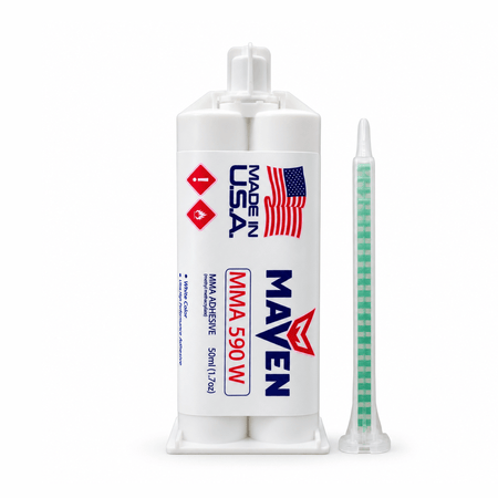 Maven MMA 590 - Slow Set 90-110 minutes MMA Marine-Optimized Adhesive - Thick/High Viscosity Black or White 1:1 ratio Maven Adhesives