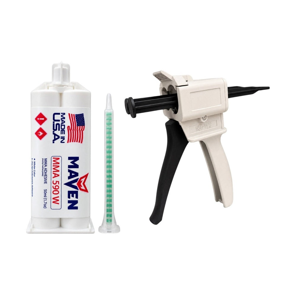 Maven MMA 590 - Slow Set 90-110 minutes MMA Marine-Optimized Adhesive - Thick/High Viscosity Black or White 1:1 ratio Maven Adhesives