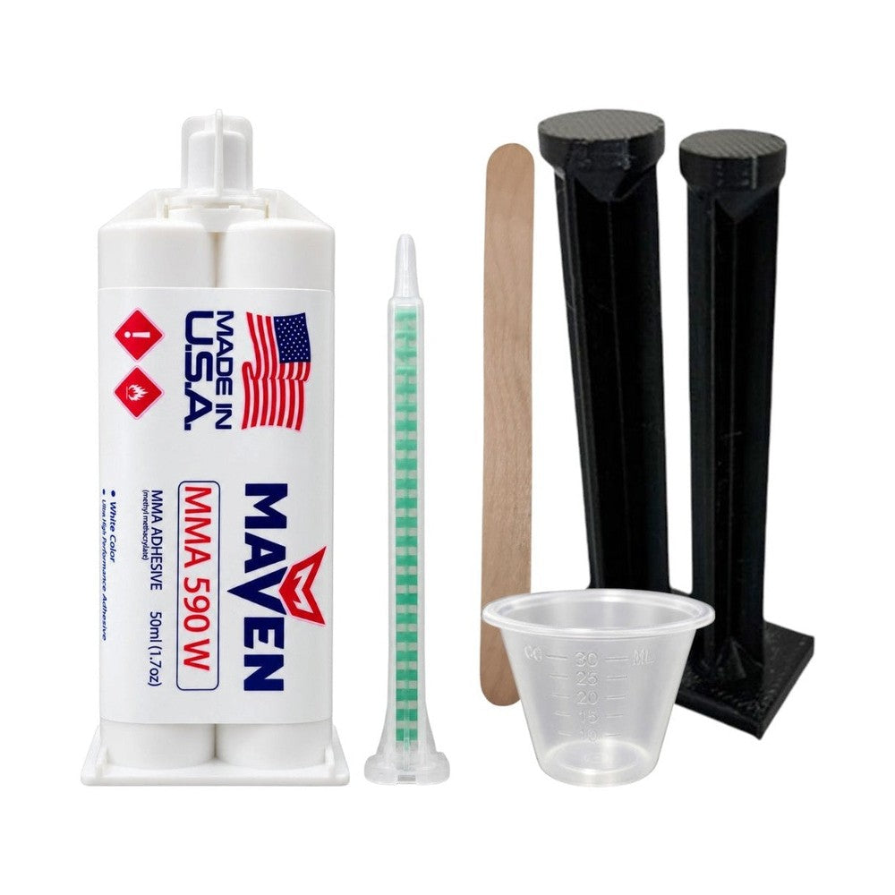 Maven MMA 590 - Slow Set 90-110 minutes MMA Marine-Optimized Adhesive - Thick/High Viscosity Black or White 1:1 ratio Maven Adhesives