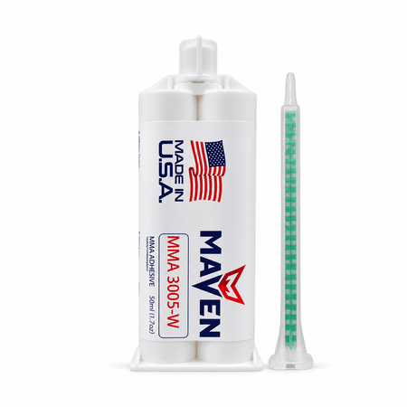 Maven MMA 3005-W White Acrylic - Fast Set 4-6-Min MMA Adhesive-Thick/High Viscosity White Color -1:1 ratio Maven Adhesives