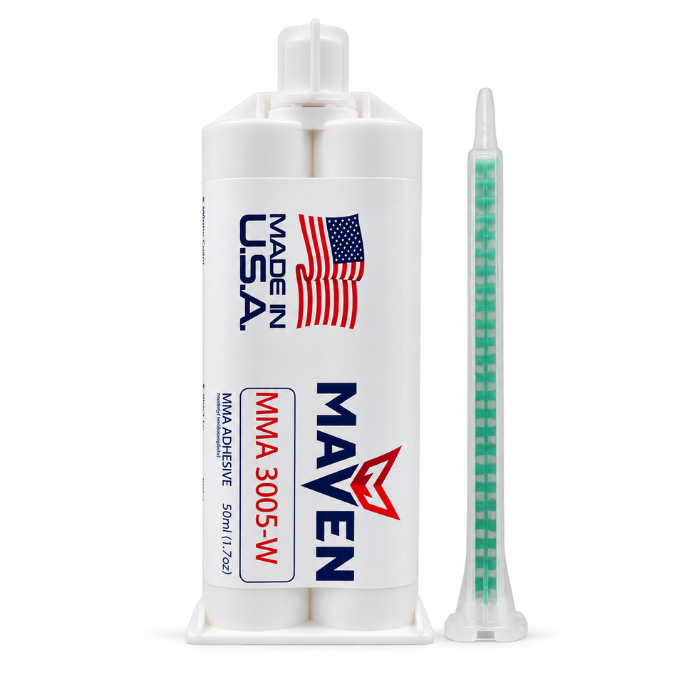 Maven MMA 3005-W White Acrylic - Fast Set 4-6-Min MMA Adhesive-Thick/High Viscosity White Color -1:1 ratio