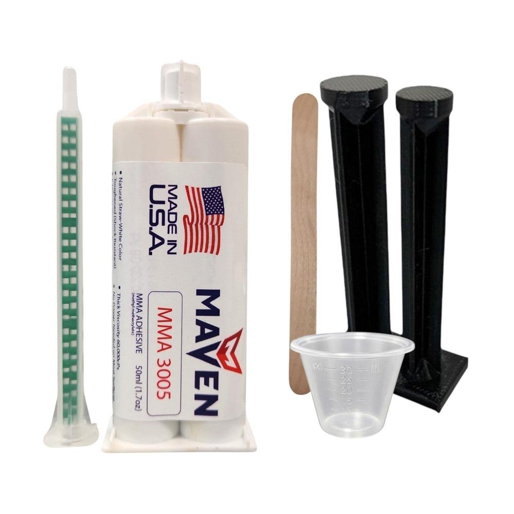 Maven MMA 3005 Acrylic Natural-Straw color - Fast Set 3-6-Min MMA Adhesive-Thick/High Viscosity -1:1 ratio Maven Adhesives