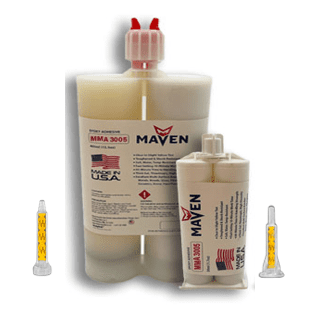 Maven MMA 3005 Acrylic Natural-Straw color - Fast Set 3-6-Min MMA Adhesive-Thick/High Viscosity -1:1 ratio