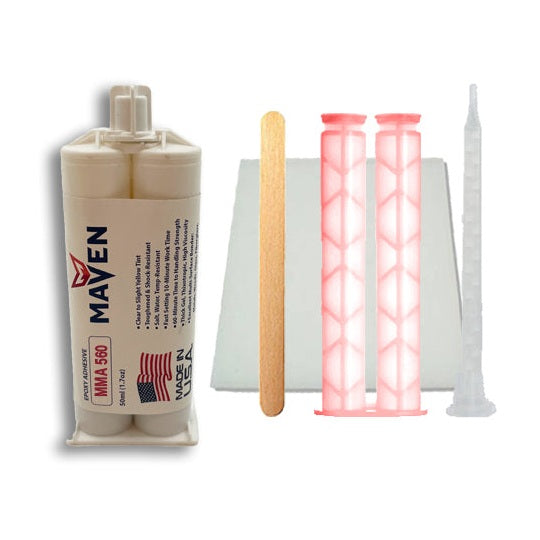 Maven MMA 560 - Slow Set 60 minutes MMA Marine-Optimized Adhesive - White or Black, Thick/High Viscosity 1:1 ratio Maven Adhesives