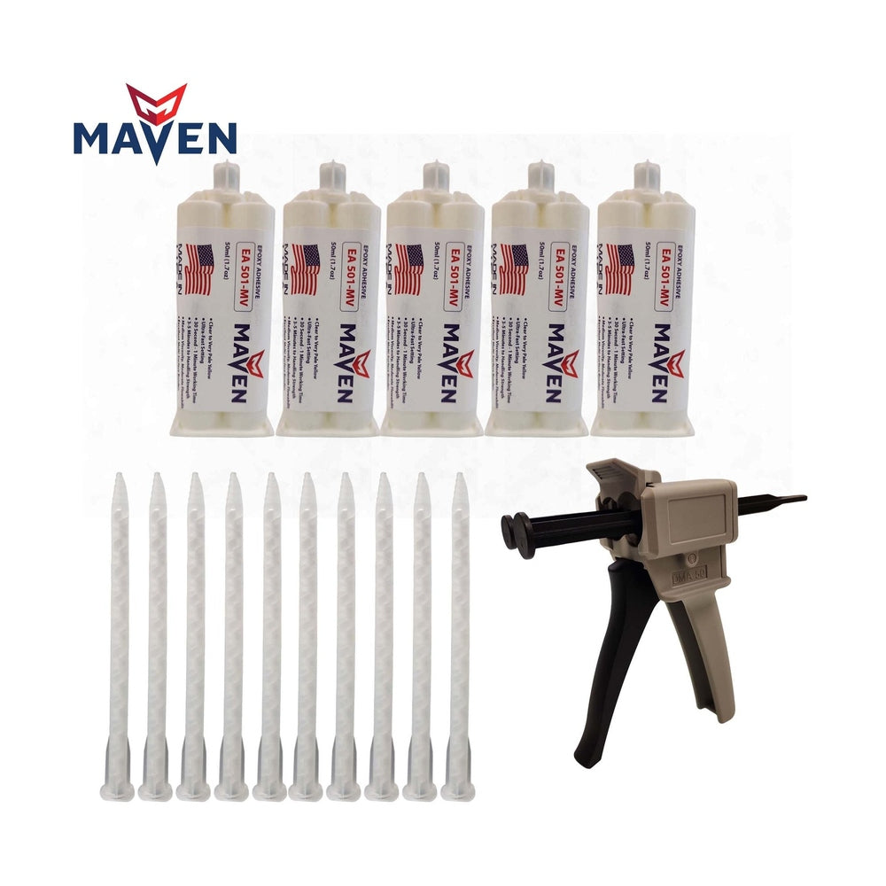 EOD Adhesive Kit - maven 1-Minute Medium-Viscosity Epoxy 5-Pack + Dispensing Kit - EA501MV Maven Adhesives