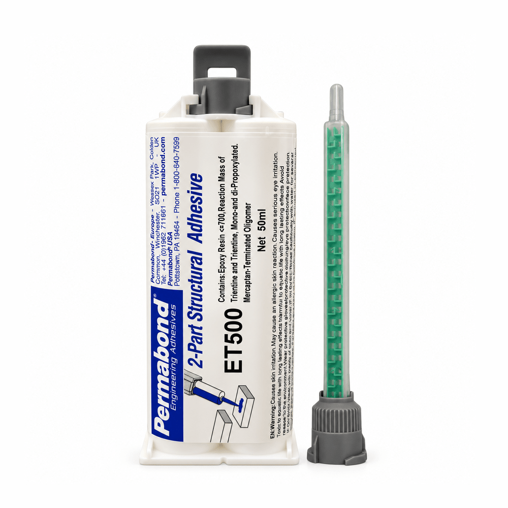 PERMABOND ET500 Mixing Ratio 1:1 Fast set 3 - 4 min Cure Two Component Epoxy Clear Cartridges & Accessories PERMABOND