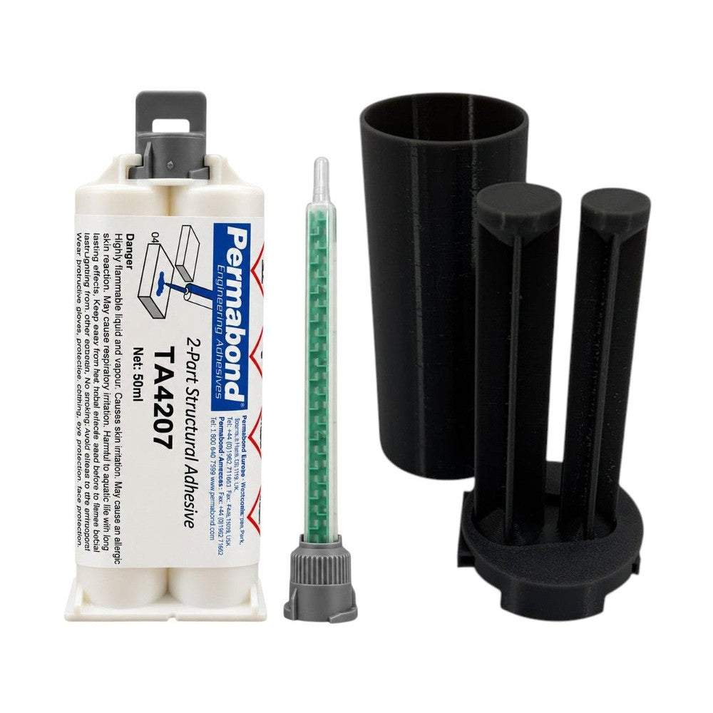 Permabond TA4207 Multi-Purpose 50ml Fast Set 8 - 10 min Acrylic Adhesive Cartridge and Accessories Permabond