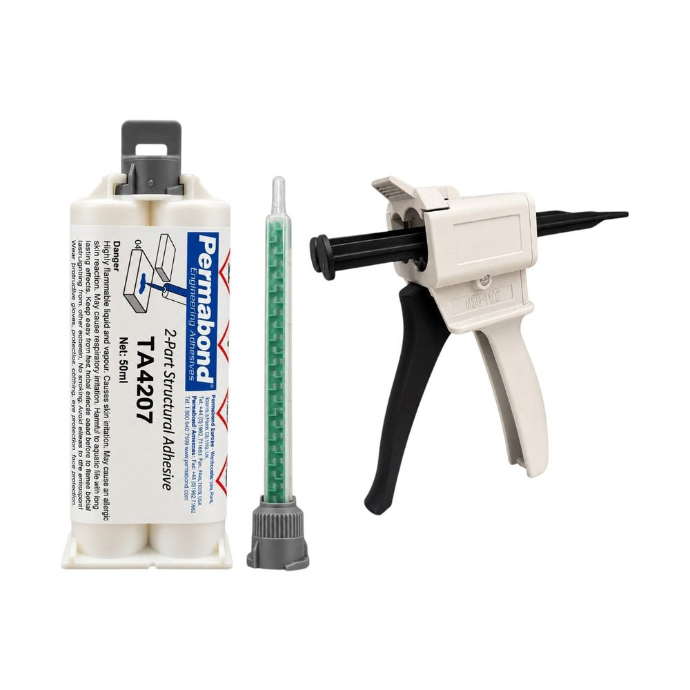 Permabond TA4207 Multi-Purpose 50ml Fast Set 8 - 10 min Acrylic Adhesive Cartridge and Accessories Permabond