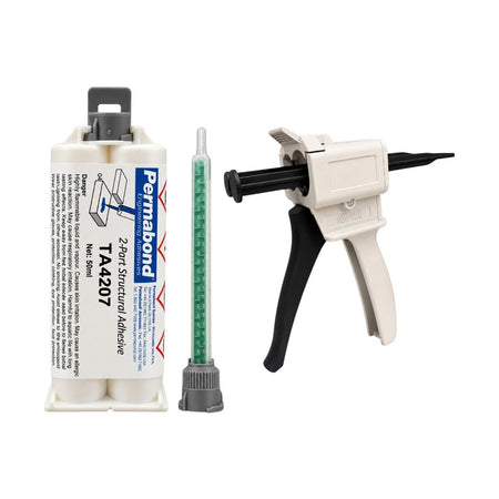 Permabond TA4207 Multi-Purpose 50ml Fast Set 8 - 10 min Acrylic Adhesive Cartridge and Accessories Permabond