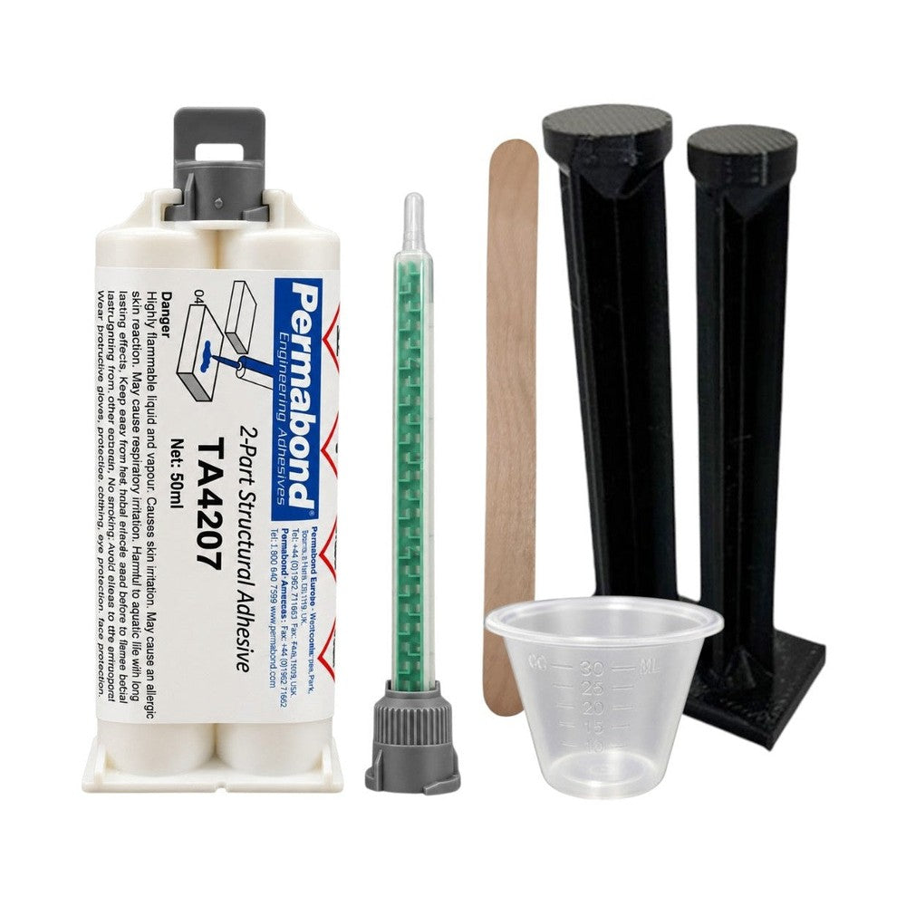 Permabond TA4207 Multi-Purpose 50ml Fast Set 8 - 10 min Acrylic Adhesive Cartridge and Accessories Permabond