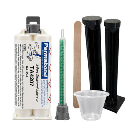 Permabond TA4207 Multi-Purpose 50ml Fast Set 8 - 10 min Acrylic Adhesive Cartridge and Accessories Permabond