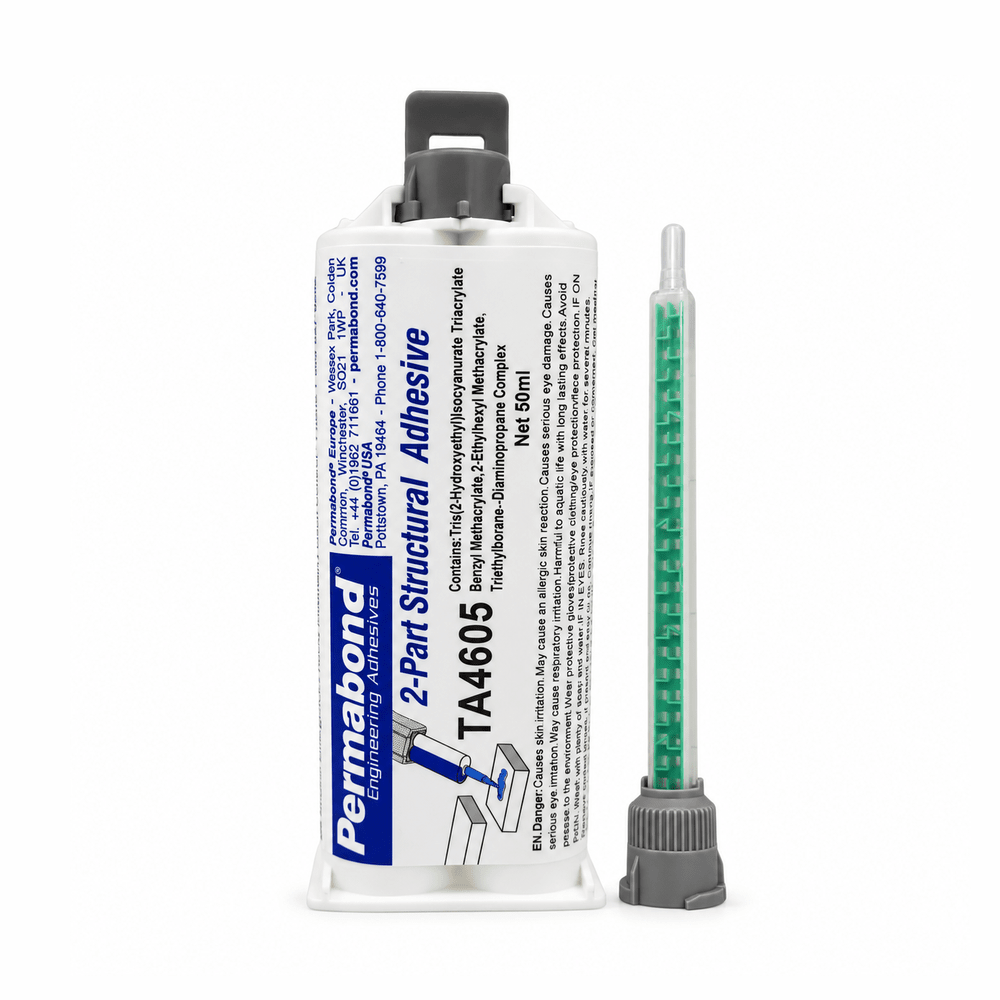 Permabond TA4605 Polyolefin PE, PP & Rubber Bonder Thick Gel Fast Set 5-10 min Acrylic MMA Adhesive Off-White Permabond