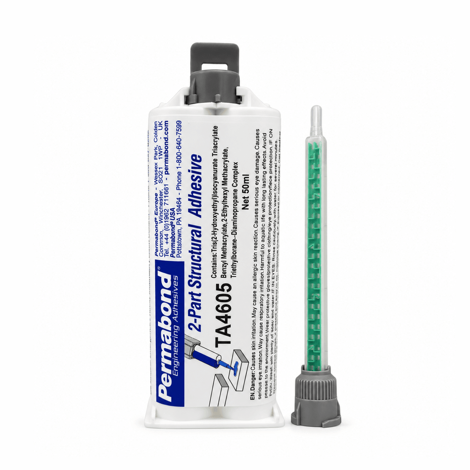 Permabond TA4605 Polyolefin PE, PP & Rubber Bonder Thick Gel Fast Set 5-10 min Acrylic MMA Adhesive Off-White Permabond