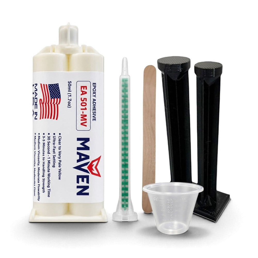 Maven Epoxy EA 501MV - Very Fast Set 1 Min, Medium-Viscosity Translucent Clear-1:1 ratio Maven Adhesives