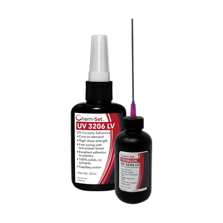 Chem-Set TrimLok UV3206LV Low Viscosity Clear UV Curable Adhesive for Signage and Plastics Trim Lok
