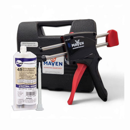 Weld-On SciGrip 45 Tan Thick Non-Sag MMA Adhesive for Primer-Less Bonding of Aluminum, Metals, Plastics and Acrylics - 5-6 Minute Working Time - 50mL and 490mL 4:1 Mix Ratio Weld-On