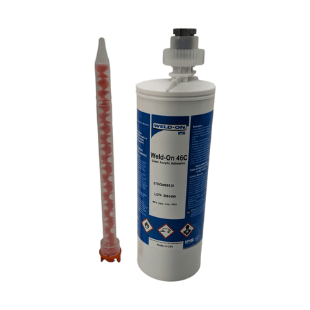 Weld-On SciGrip 46C Translucent Acrylic Adhesive for Primer-Less Bonding of Aluminum, Metals, and Acrylics - 6 to 9 Minute Working Time - 50mL and 490mL 10:1 Mix Ratio Weld-On
