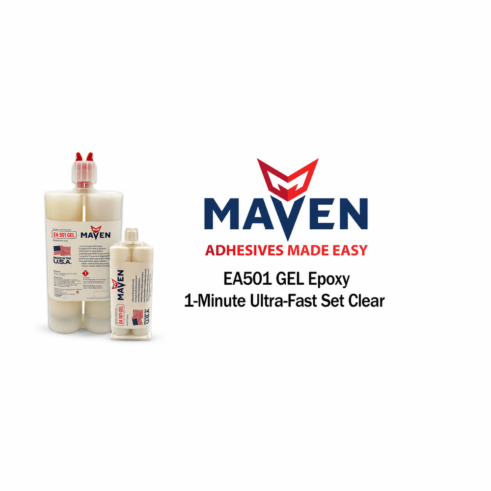 Maven Epoxy EA 501 Gel - Very Fast Set 1 Min, Thick Gel Translucent Clear-1:1 ratio Maven Adhesives