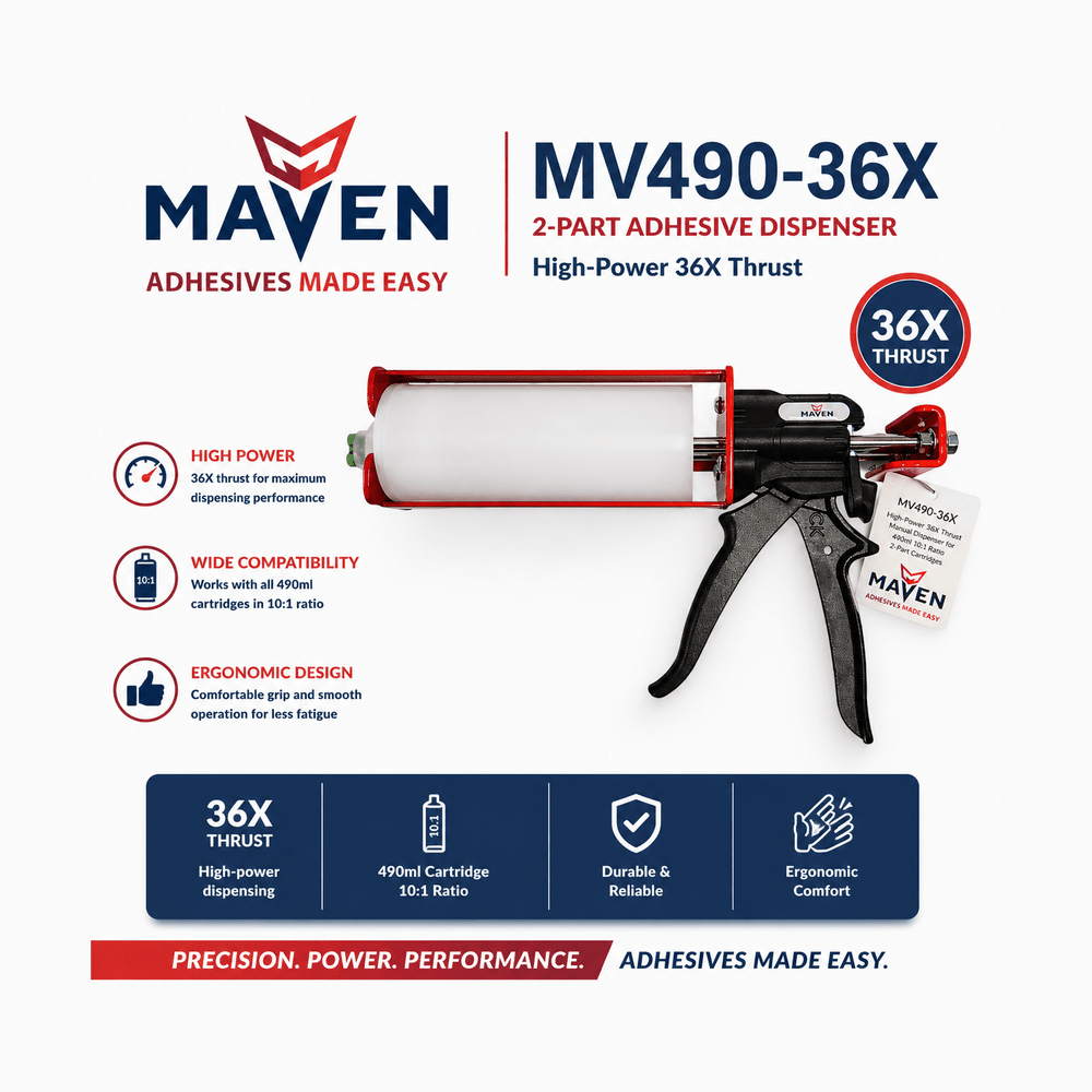 Maven MV490-36X Manual High-Power 36X Thrust 2-Part Adhesive Dispenser for all 490ml 10:1 Ratio Cartridges Maven Dispensers
