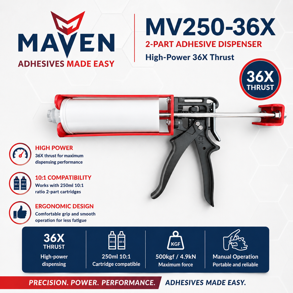 Maven MV250-36X 250ML High-Power 36X Thrust 2-Part Adhesive Dispenser For 10:1 Ratio
