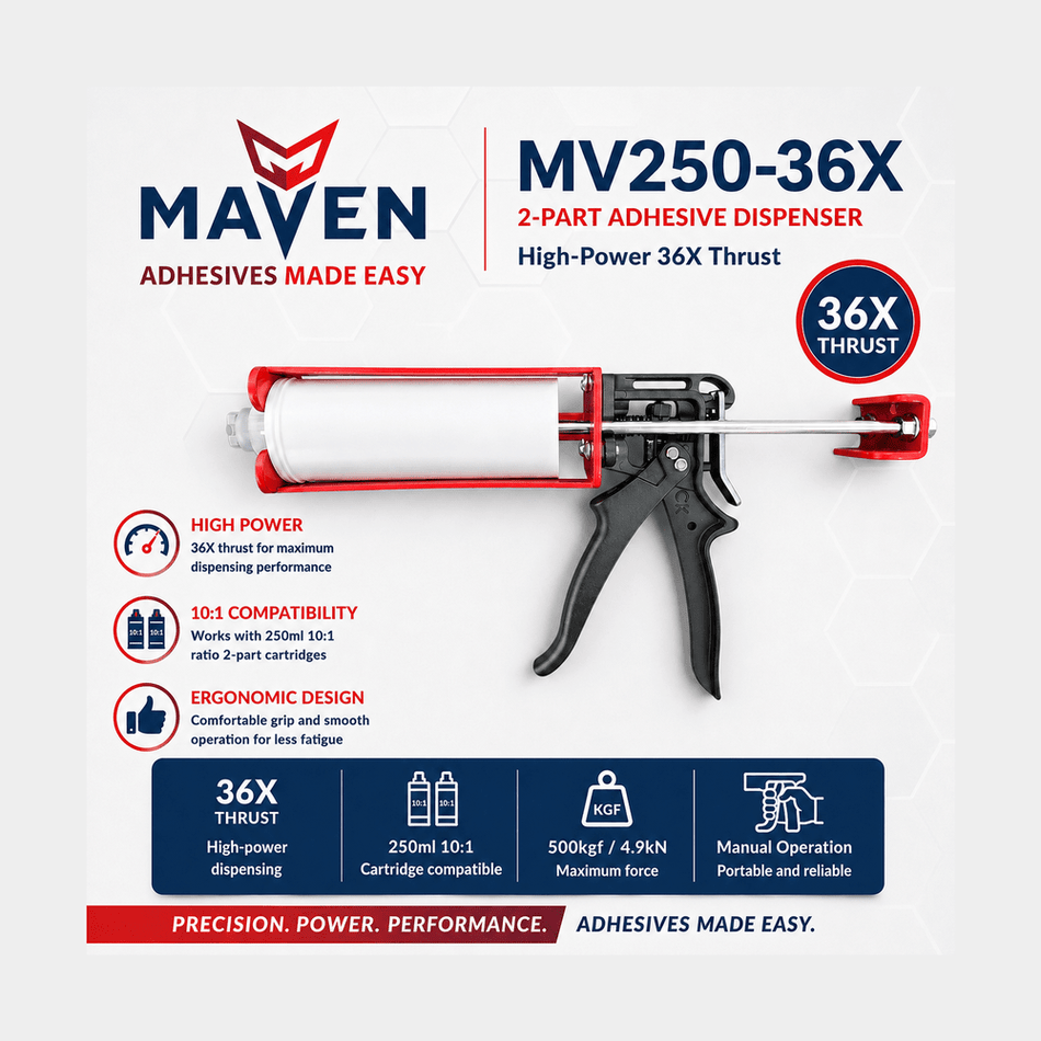 Maven MV250-36X 250ML High-Power 36X Thrust 2-Part Adhesive Dispenser For 10:1 Ratio