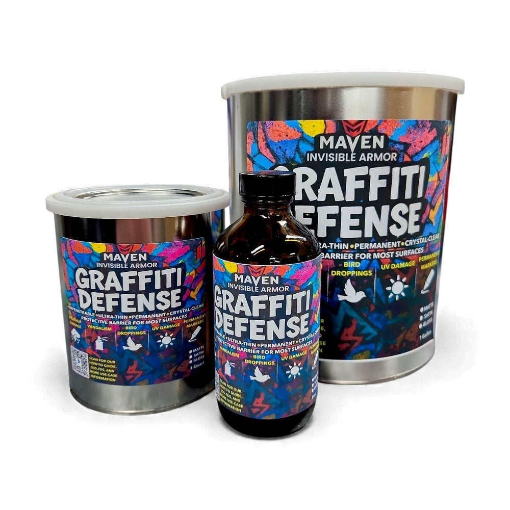Maven Invisible Armor Graffiti Defense Transparent Protection from Paints, Animal Waste, and UV Damage. Impervious Protective Clear Coat Sealant made with Liquid Glass Silicon Dioxide SiO2 Maven Invisible Armor