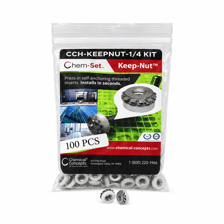 Press-In Anchor Inserts by Keep-Nut, 1/4-20, 100 Pack Keep-Nut