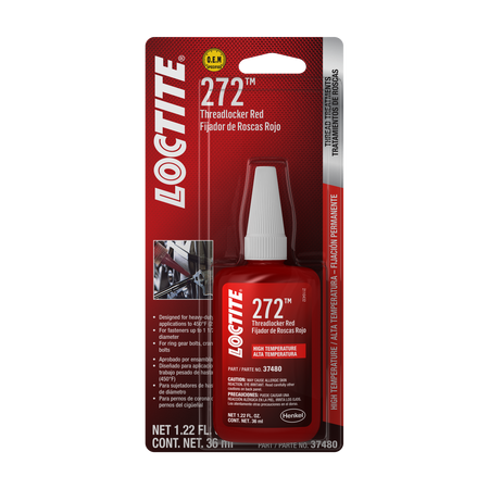 LOCTITE 272 red high-strength threadlocker, 36 mL bottle in retail blister pack