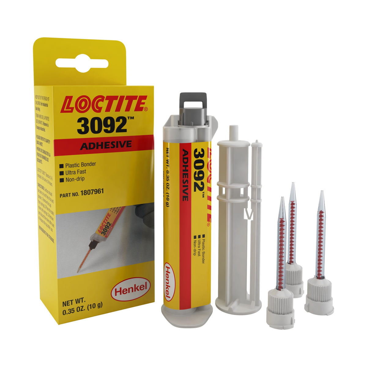 LOCTITE 3092 two-part gap-filling instant adhesive, 10 g and 1 g twin syringe kit