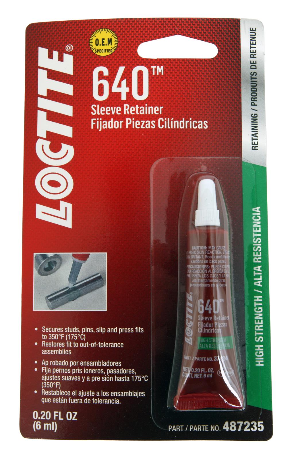 LOCTITE 640 sleeve retainer, 6 mL tube in retail packaging