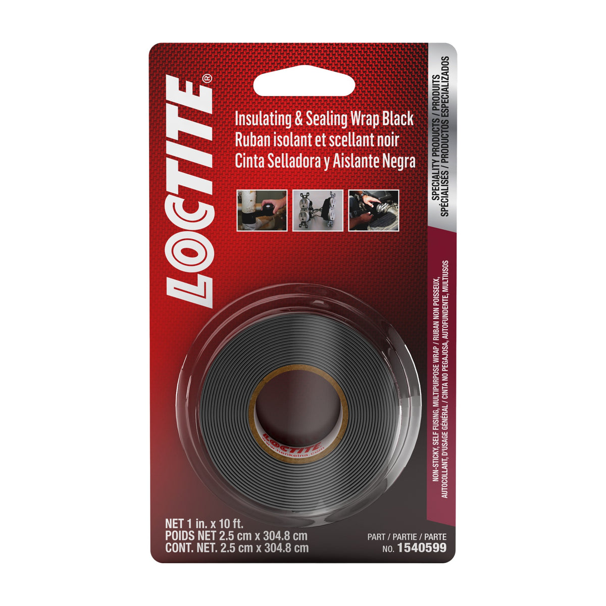 Loctite SI 5075 black self-fusing silicone repair wrap, 1 inch by 10 foot roll