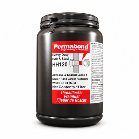 Permabond HH120 threadlocker and sealant, 1-liter container on white background