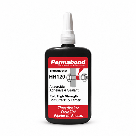 Permabond HH120 threadlocker and sealant, 250ml container on white background