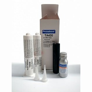 Permabond Acrylic Slow Set 40-60 min TA430 130ml Kit 2x65ml Syringes & 1x20ml Bottle Initiator 41