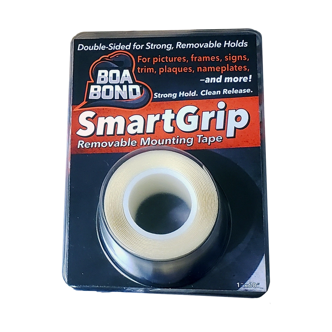 BoaBond SmartGrip Standard Removable Mounting Tape, 1 in x 5 ft Roll Perigee Direct