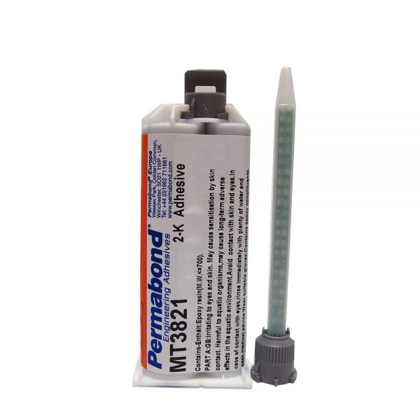 Permabond MT3821 Medium Set 10 - 20 min Modified Two Component Epoxy Black Cartridge And Accessories