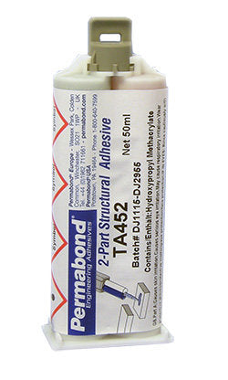 Permabond Acrylic TA452 50ml  Low-Odour 2-part, 1:1 Toughened Acrylic Adhesive Cartridge and Accessories