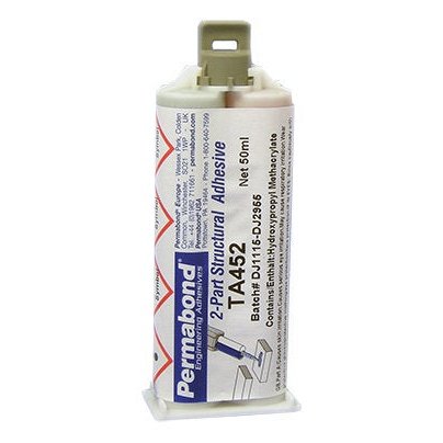 Permabond Acrylic TA452 50ml  Low-Odour 2-part, 1:1 Toughened Acrylic Adhesive Cartridge and Accessories