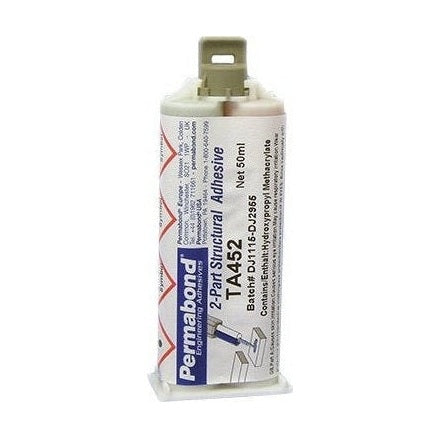 Permabond Acrylic TA452 50ml Low-Odour 2-part, 1:1 Toughened Acrylic Adhesive Cartridge and Accessories PerigeeDirect