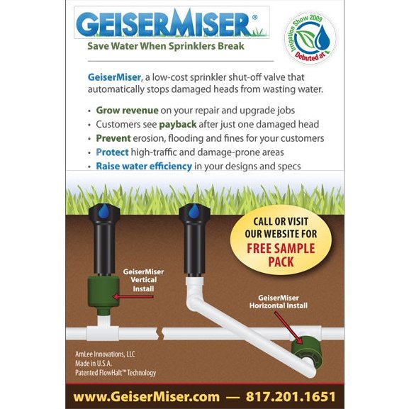 GeiserMiser automatic sprinkler shut-off valve for 1/2-inch pipe threads