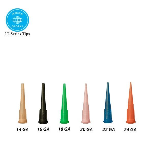 Jensen Tapered-Tip Dispensing Tips Variety of Sizes (Push-On & Luer-Lock) -1.25-inch