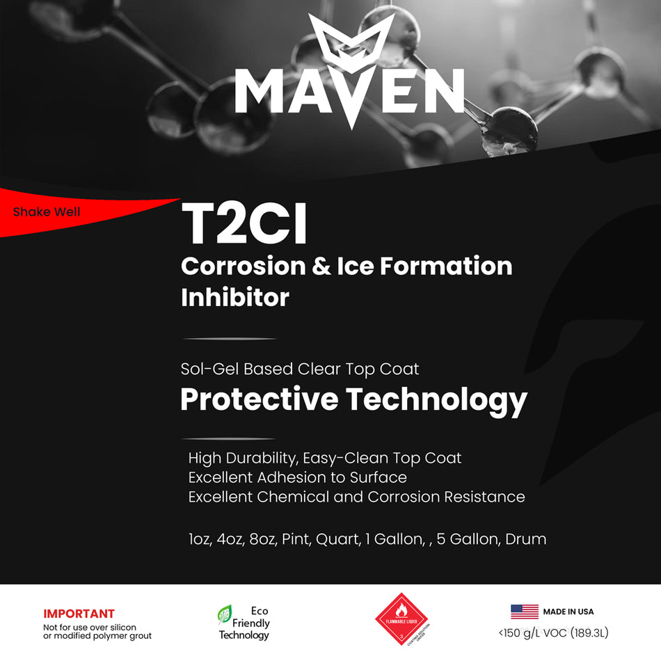Maven ExoCoat T2CI Hydrophobic Corrosion and Ice Formation Inhibitor Clear Coat for Metals & Concrete, Liquid Glass Sealant