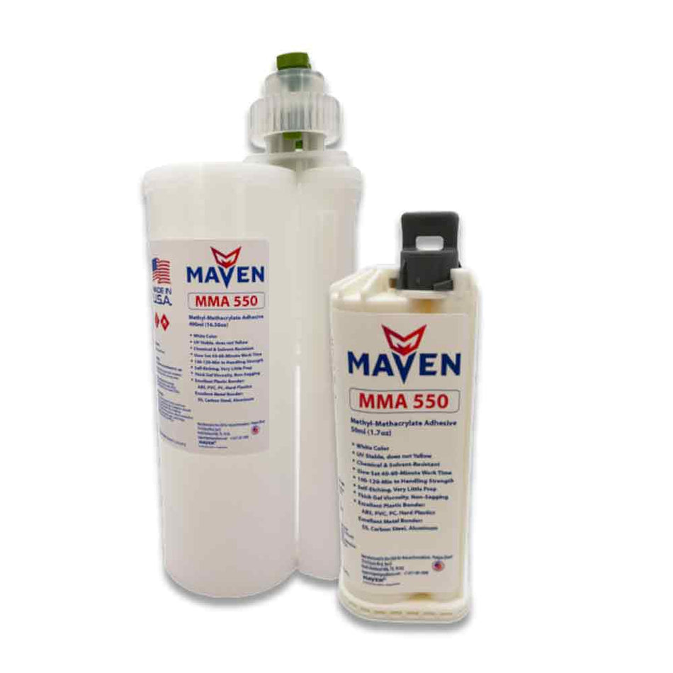 Maven MMA550 Non-Sag Gel, UV Stable White 45-60 Minute MMA Adhesive for Marine and Underwater bonding of Plastics Metals & Composites