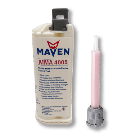 Maven MMA 4005 Acrylic - Fast Set 5-Min Toughened Impact Resistant MMA Adhesive-Thick/High Viscosity Blue-10:1 ratio
