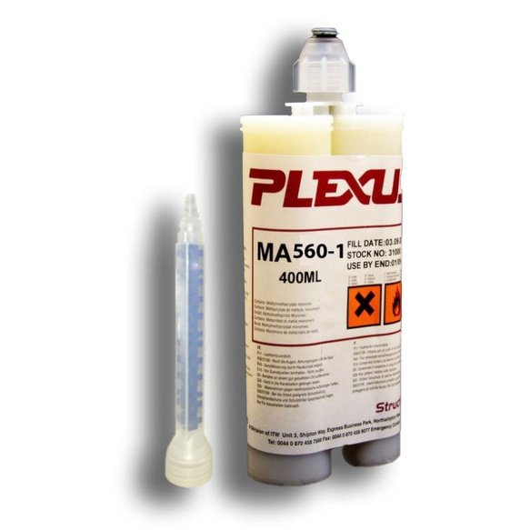 Plexus MA560-1 (56000 Black & 56500 White) Non-Sag Gel, 60-70-Minute MMA Adhesive for Metals & Composites, Chemical Resistant
